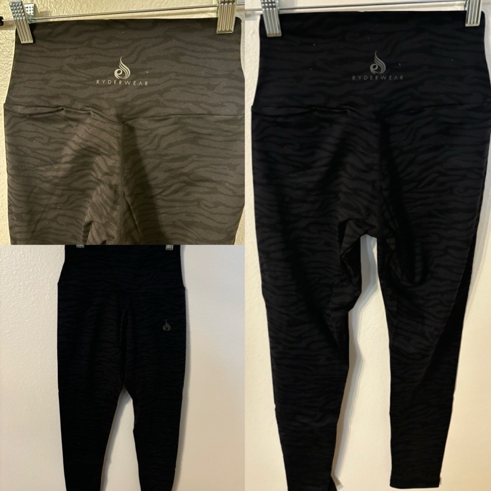 Ryderwear Women’s Black Zebra Leggings (Small)